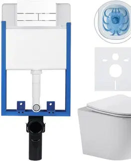 Záchody CERANO - Kompletný WC set Profi/Cesso - biela lesklá - WC tlačidlo Line/Biela - na zamurovanie - 49x36 CER-8050BD84238