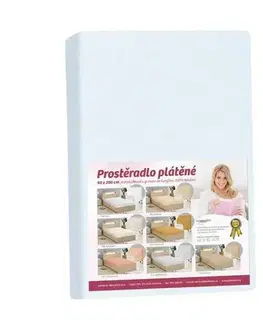 Plachty Bellatex Plátené prestieradlo s gumou svetlomodrá, 90 x 200 cm