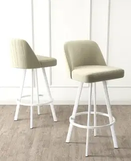 Barové stoličky Bar Stool Set (4 Pieces) Atex - Cream, White