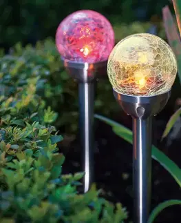 Solárne dekoračné lampy Solárna lampa GUĽA RGB 8CM CRACK EKO0614