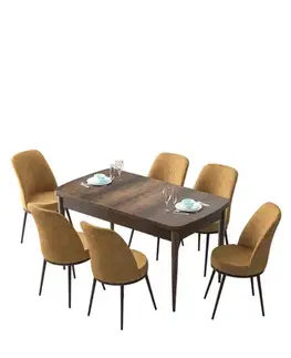 Jedálenské sety Extendable Dining Table & Chairs Set (7 Pieces) Zen - Baroque, Cappuccino
