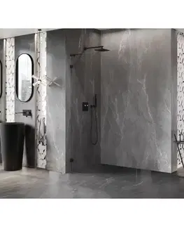 Sprchové dvere MEXEN/S - Lunar L Sprchová zástena WALK-IN ľavá 100 x 200, transparent 8 mm, čierna 830L-100-000-70-00-L