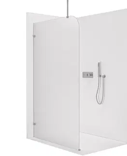 Sprchové dvere CERANO - Sprchová zástena Walk-in Orbis Top Round - Ľavá - 8 mm - guľatá vzpera - chróm, mliečne sklo - 120x200 CER-682315