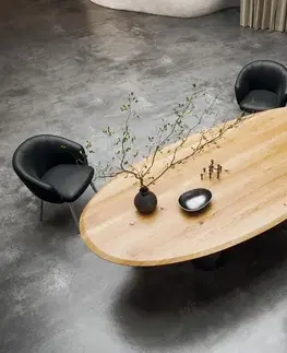 Jedálenské stoly DELIFE Jedálenský stôl Edge oválny 280x130x2,5 dub prírodný pilier nerezová oceľ kefovaná Flow-Edge
