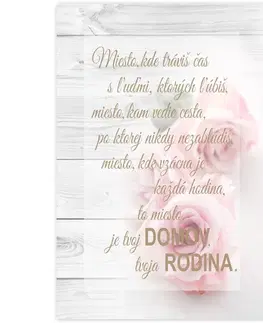 Obrazy s textom Obraz s rámom - Tvoj domov v ružovom