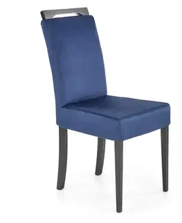 Jedálenské stoličky HALMAR Clarion 2 jedálenská stolička čierna / tmavomodrá