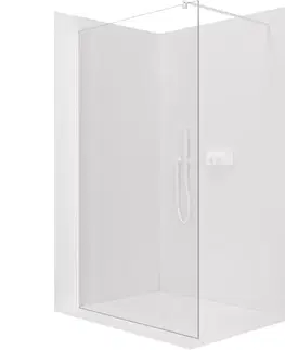 Sprchové dvere CERANO - Sprchová zástena Walk-in Onyx Round Ľ/P - 8 mm - guľatá vzpera - biela matná, transparentné sklo - 40x200 CER-8050BD7943