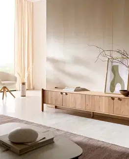 Televízne stolíky DELIFE TV stolík Caius 220 cm akácia Aura 4 dvierka