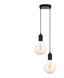 Svietidlá  Luster na lanku MIROS 2xE27/60W/230V guľatý čierna 0057