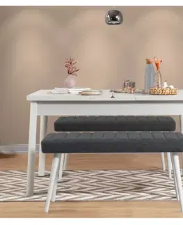 Jedálenské sety Jedálenský set s rozkladacím stolom a lavicou (3 kusy) Santiago 1053 - White, Anthracite