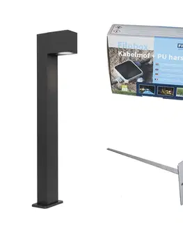 Zahradne stlpove lampy Industriálne vonkajšie stojace svietidlo tmavošedé 65 cm IP44 - Baleno