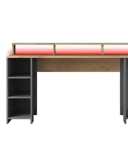 Písacie stoly DESK písací stôl s kontajnerom na PC, orech/antracit