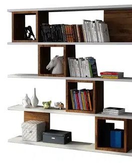 Knižnice Knižnica Wind - White, Walnut