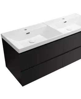 Kúpeľňový nábytok CERANO - Kúpeľňová skrinka Carole - keramické dvojumývadlo Viano - čierna matná - 121,5x62,5x46,5 CER-140366