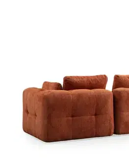Sedacie súpravy Rohová sedacia súprava / Rohová pohovka Amaris 3 Seater With Pouffe - Orange