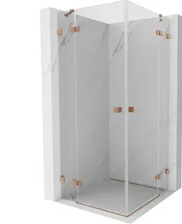 Sprchovacie kúty MEXEN/S - Lunar Duo sprchovací kút dvere krídlové 85 x 85, transparent, meď kartáčovaná 834-085L-085P-65-00