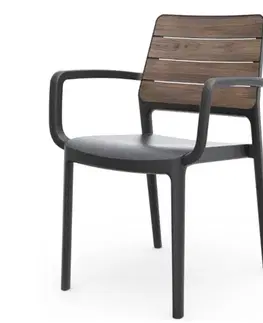 Záhradné kreslá a stoličky KETER Záhradné kreslo DEPORTO s podrúčkami | walnut / grafit
