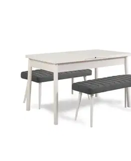Jedálenské sety Jedálenský set s rozkladacím stolom a lavicou (3 kusy) Santiago 1053 - White, Anthracite