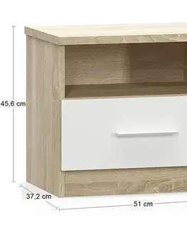 Nočné stolíky NABBI Mateo N nočný stolík (2 ks) dub sonoma / biela