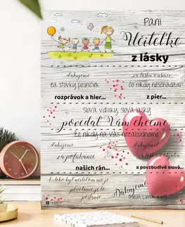 Tabuľky s venovaním (darčeky) Darčeky pre učiteľov - Ďakovná tabuľka pre učiteľku na konci školského roka