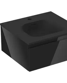 Kúpeľňový nábytok MEXEN/S - Orio kúpeľňová skrinka 50 cm s umývadlom Vela, 1 šuplík, čierna lesk/čierna mat 91A10-05023-1-BF70-W23M71