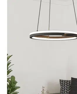 Svietidlá Eglo 901822 - stmievateľný LED luster na lankách MEZZOMONTE 2xLED/20W/230V čierny + diaľkové ovládanie 901822