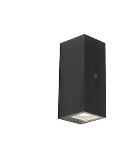 Vonkajsie svetlo so senzorom Nástenná lampa čierna 2-svetlo IP44 so senzorom súmraku - Baleno II