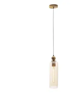 Svietidlá MAXLIGHT P0510 - Luster na lanku CAMPANILA 1xE27/40W/230V pr. 10 cm mosadz/béžová P0510