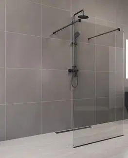 Sprchovacie kúty Mereo Sprchová stena WALK IN, Novea, 100x200 cm, čierny ALU, sklo Číre CK10603HB
