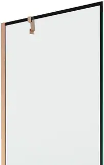 Sprchové dvere MEXEN/S - Next vaňová zástena FIX 80 x 150, čierna vzor, meď kartáčovaná 895-080-000-00-70-65