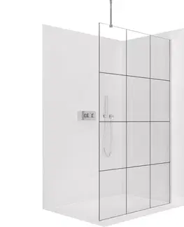 Sprchovacie kúty CERANO - Sprchová zástěna Walk-in Onyx Top Round L/P - 8 mm - kulatá vzpěra - chrom, industriální sklo - 110x200  CER-8050BD1487