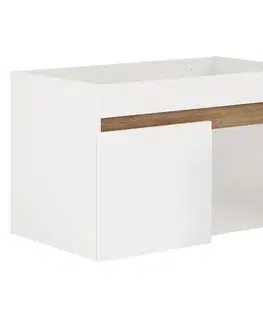Kúpeľňový nábytok KONDELA Choice 80 kúpeľňová skrinka pod umývadlo biela / dub artisan / sivá