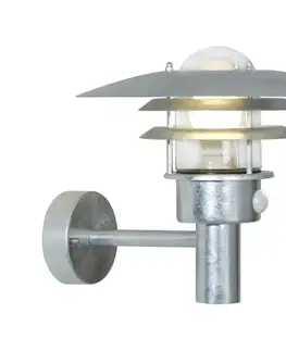 Svietidlá Nordlux - Vonkajšie nástenné svietidlo so senzorom LONSTRUP 1xE27/60W/230V IP44 strieborné 71412031