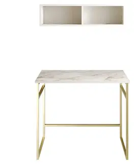 Písacie stoly Písací stôl Gama - White, Gold
