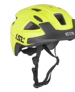 Helmy a prilby na in-line Detská cyklo prilba s LED svetlom ISL Lumiro Neon Yellow - S (54-59)