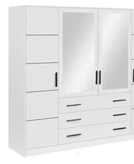 Šatníkové skrine Skriňa Bali 240 biela / zrkadlo