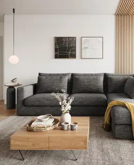 Rohové sedacie súpravy DELIFE Rohová pohovka Isla 330x225 cm šenilka antracitová ležadlo pravá