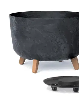 Kvetináče a truhlíky NABBI DGRL400E plastový kvetináč na nožičkách 39 cm antracit