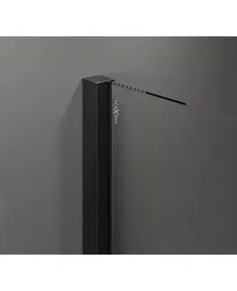Sprchové dvere MEXEN/S - Velar Sprchová zástena posuvná Walk-in 75 x 200, dekor 8 mm, čierna 871-075-000-33-70
