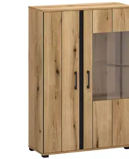 Vitríny a regály do obývačky Vitrína 2d3s Kendal C Light + Black