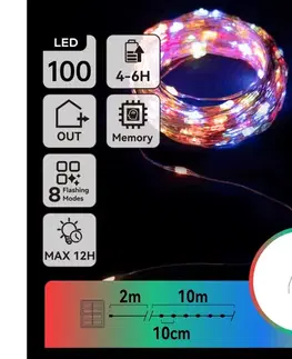 LED osvetlenie  B.V.  - solárny LED reťazec, 100 LED, 8 režimov, 12 m, IP65, viacfarebný B10201K77