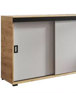 Komody do spálne Komoda Retro 120 Craft/Biely + Čierna Rukoväte