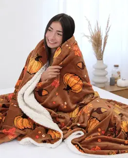 Deky MKLozkoviny.sk Baránková deka mikroplyš Exclusive 150 × 200 cm – Tekvicové kúzlo