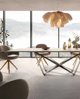 Jedálenské stoly DELIFE Jedálenský stôl Edge 300x100 keramika Laminam® sabbia dubová farba spider plochá oceľ čierna