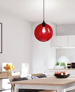 Stropná svetla Stropná lampa Edison s červenou sklenenou guľou