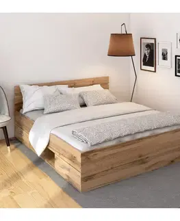 Postele KONDELA Michigan New 160 posteľový rám s úložným priestorom dub wotan