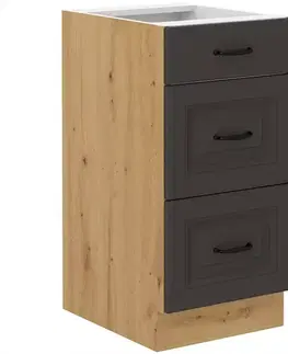 Kuchynské skrinky stojace Kuchynská skrinka Stilo grafit matná/artisan 40D 3S BB
