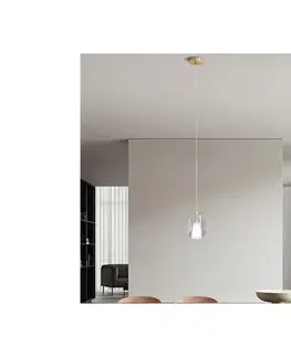 Svietidlá Ondaluce - Závesný luster na lanku TH 1xE27/15W/230V pr. 19 cm zlatá/číra SO.TH/1-TRASPA