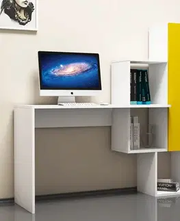 Písacie stoly Písací stôl Açelya - White, Yellow