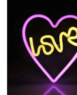 Svietidlá  LED Neónová nástenná dekorácia LOVE LED/3W/3xAA USB ružová 327154